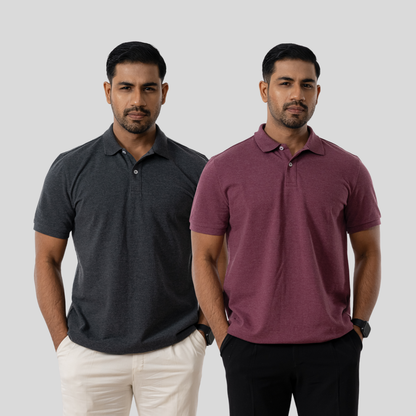 Men's 60/40 Polo (Dark Maroon & Black)
