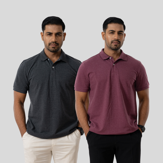 Men's 60/40 Polo (Dark Maroon & Black)