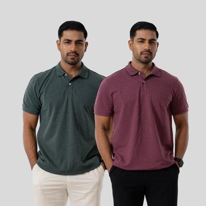 Men's 60/40 Polo (Dark Maroon & Pine Green)