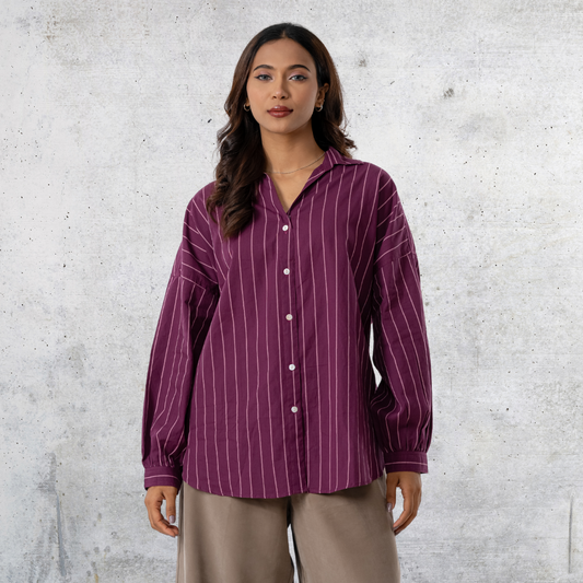 Women's Oversize Shirt Dark Purple & Pink