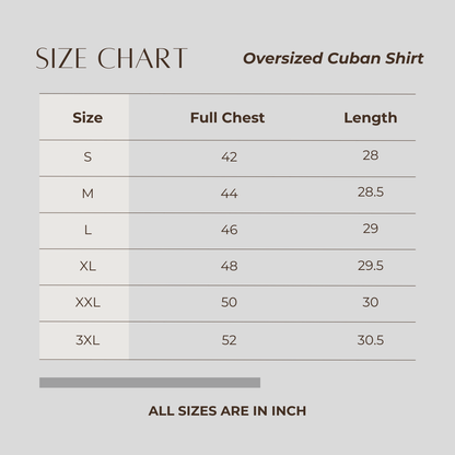 Oversized Cuban Shirt White, Blue & Coffee