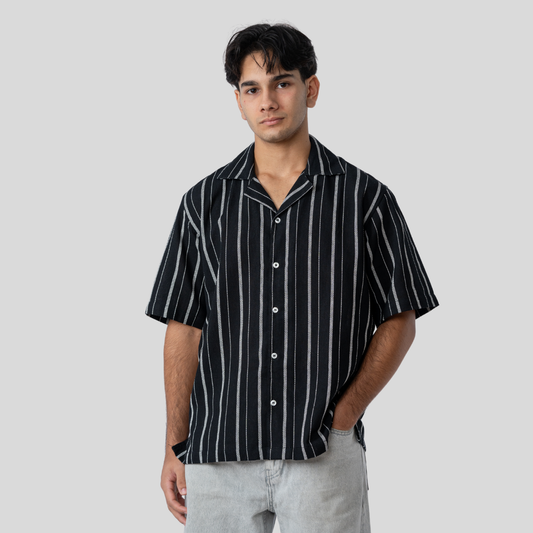 Oversized Cuban Shirt White & Black