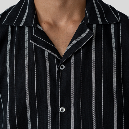 Oversized Cuban Shirt White & Black