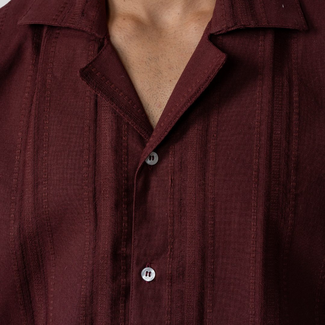 Oversized Cuban Shirt Maroon