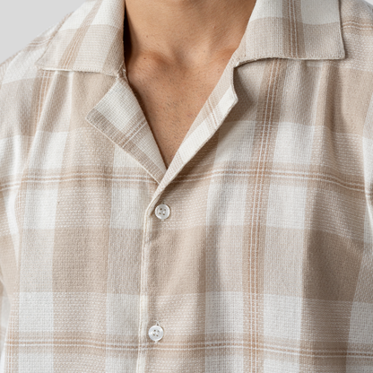 Oversized Cuban Shirt Beige & Off White