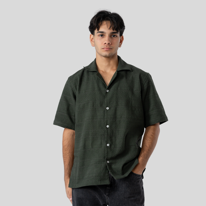 Oversized Cuban Shirt Olive