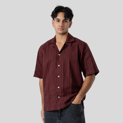 Oversized Cuban Shirt Maroon