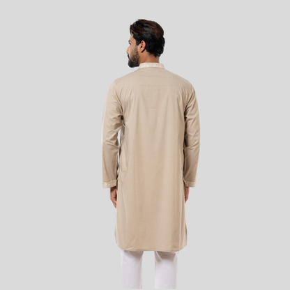 Premium Contrast Panjabi Beige