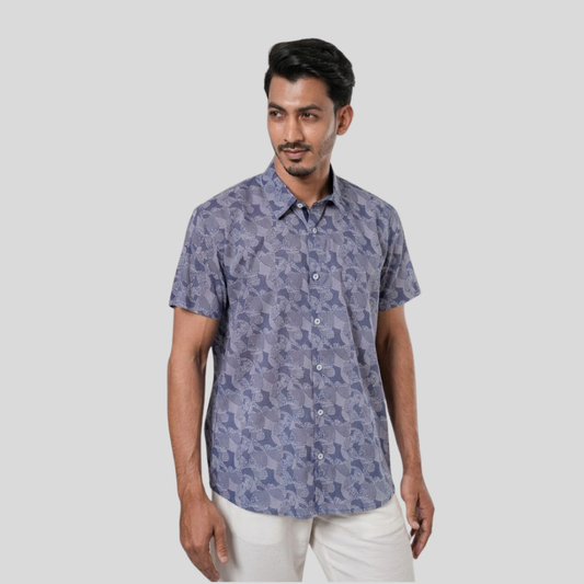Men's Half Shirt AOP Blue
