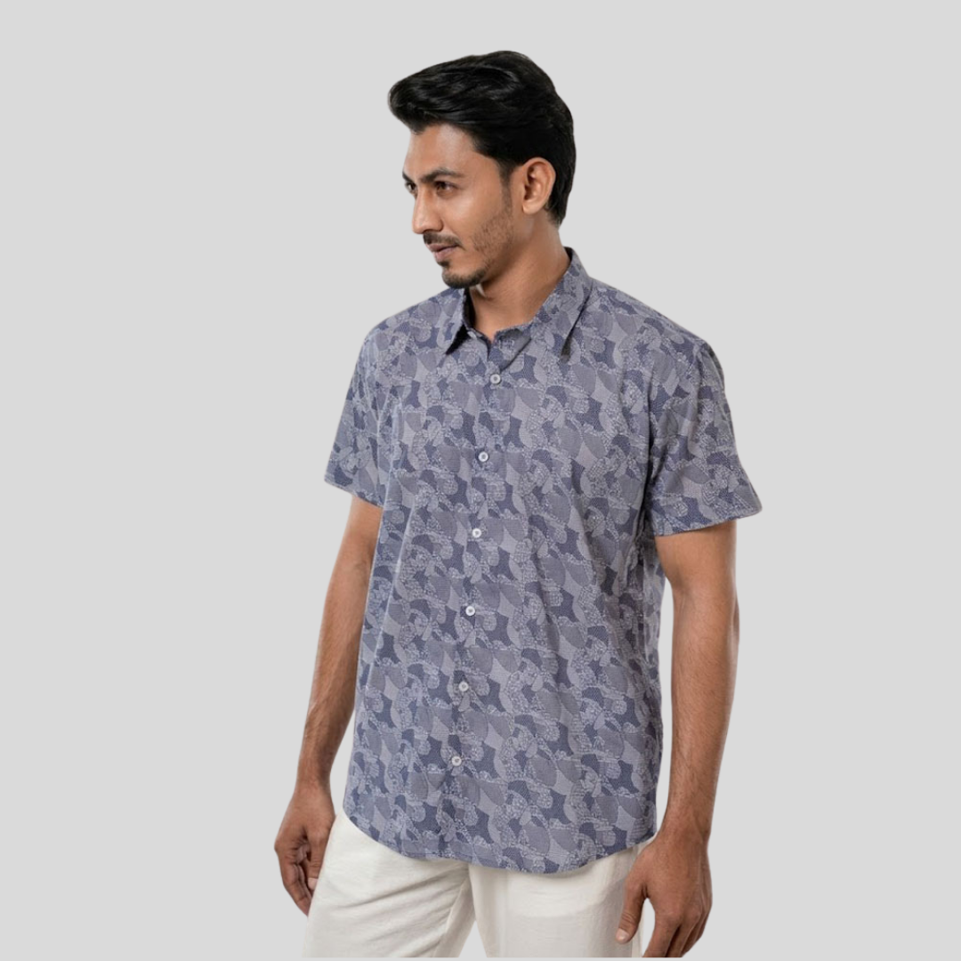Men's Half Shirt AOP Blue