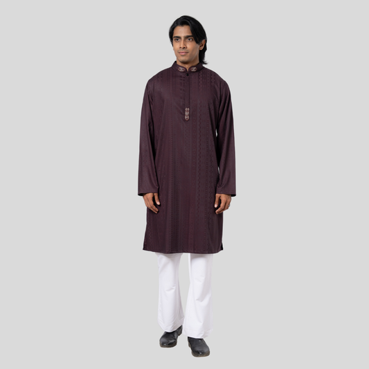 Premium Karchupi Panjabi Dark Maroon