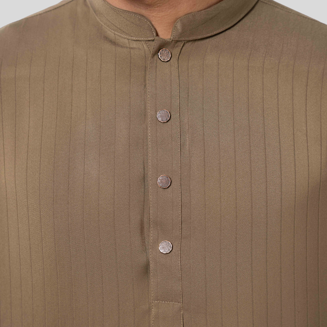 Premium Silk Panjabi D. Beige