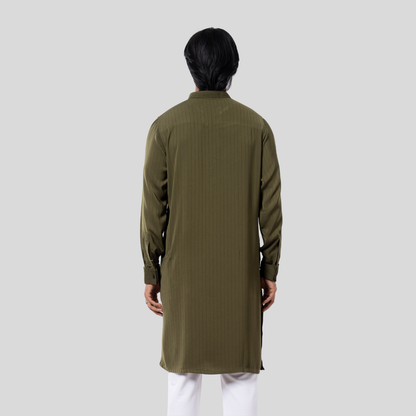 Premium Silk Panjabi D. Olive