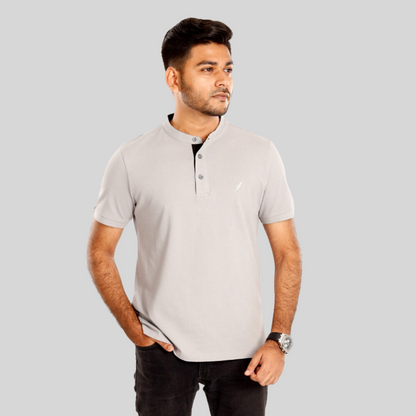 Men's Henley Polo (Gray)