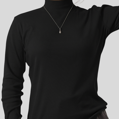 Women's T. Neck Tee Black,Beige & White