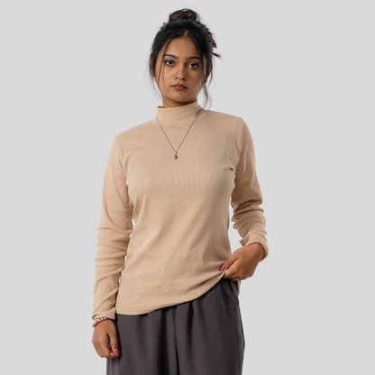 Women's T. Neck Tee Beige