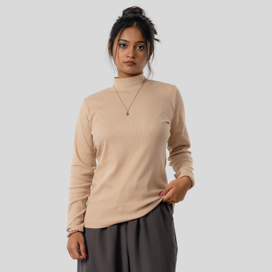Women's T. Neck Tee Beige