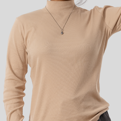 Women's T. Neck Tee Black,Beige & White