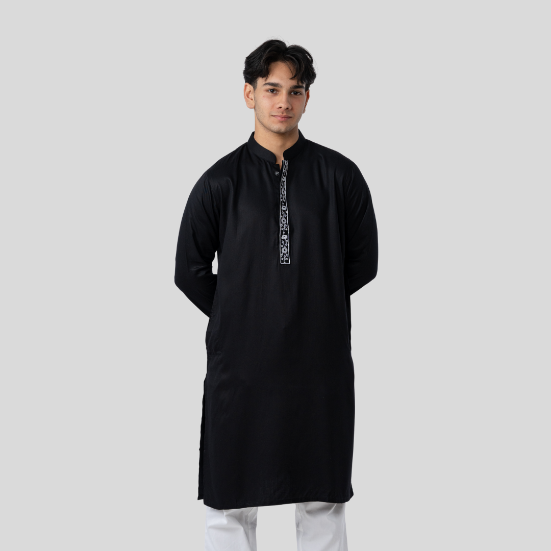 Tencel EMB Panjabi Black