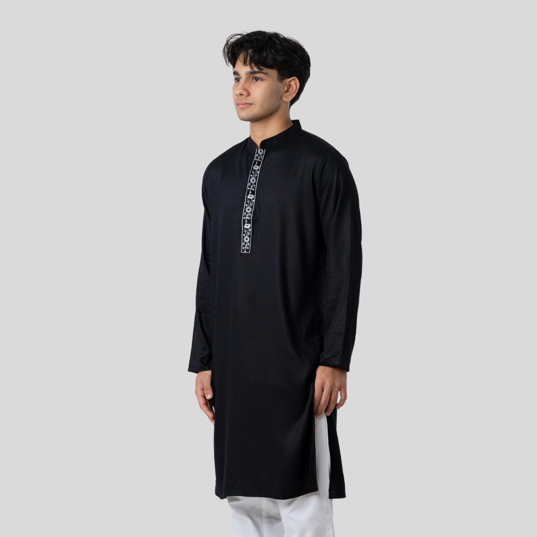 Tencel EMB Panjabi Black