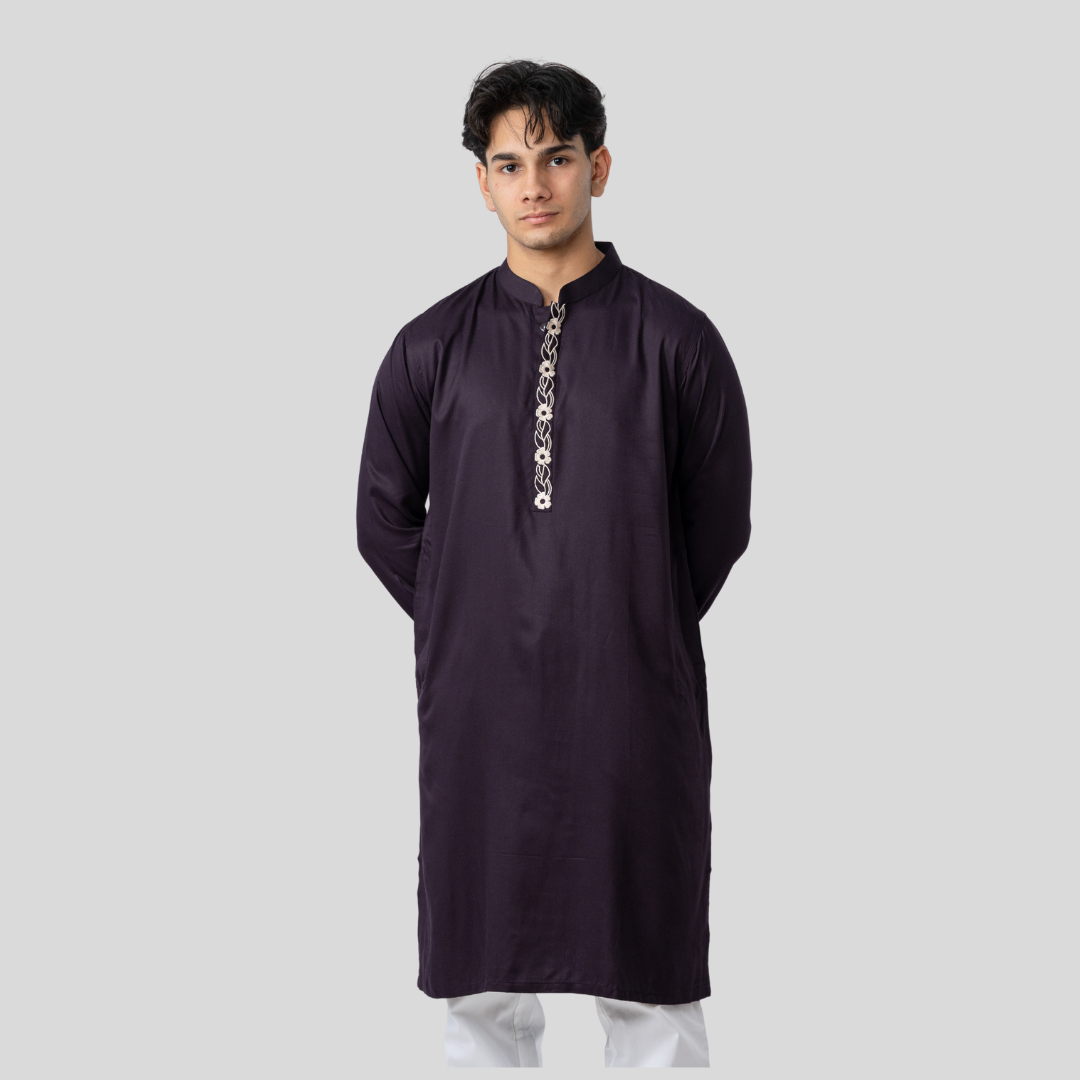 Tencel EMB Panjabi Dark Coffee