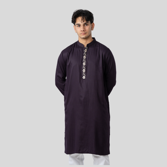 Tencel EMB Panjabi Dark Coffee
