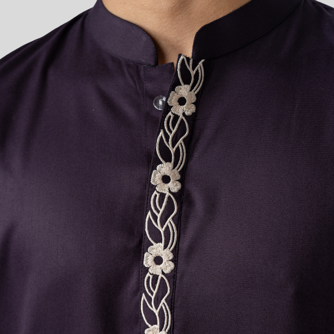 Tencel EMB Panjabi Dark Coffee