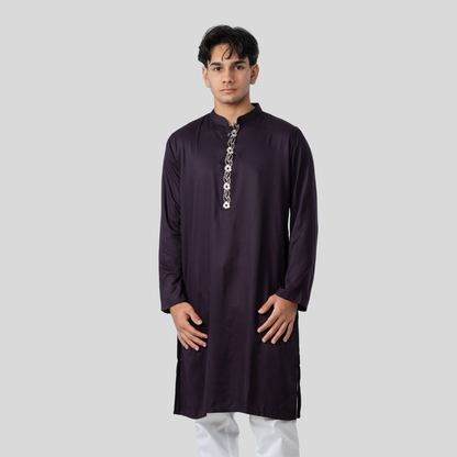 Tencel EMB Panjabi Dark Coffee