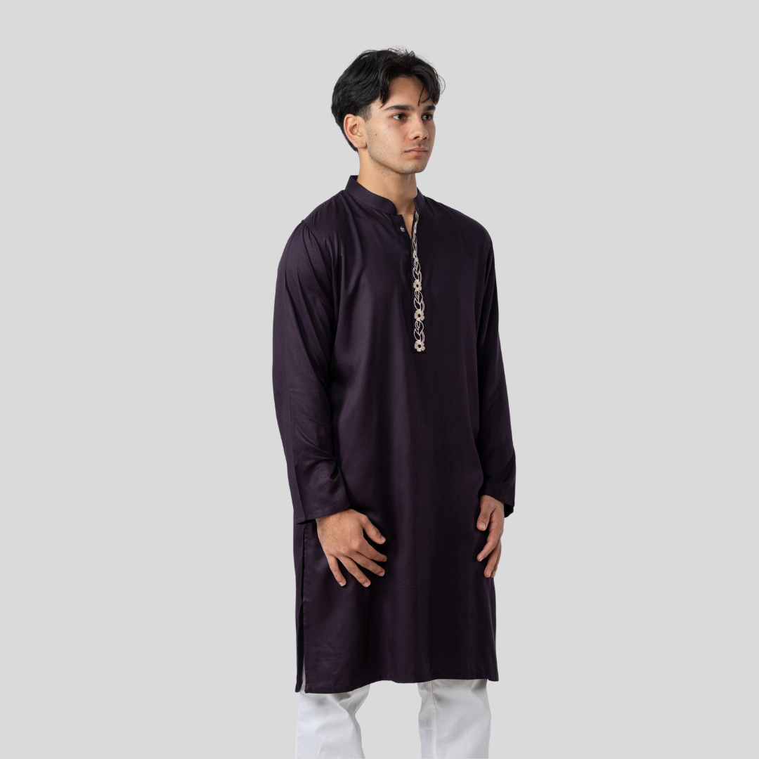 Tencel EMB Panjabi Dark Coffee