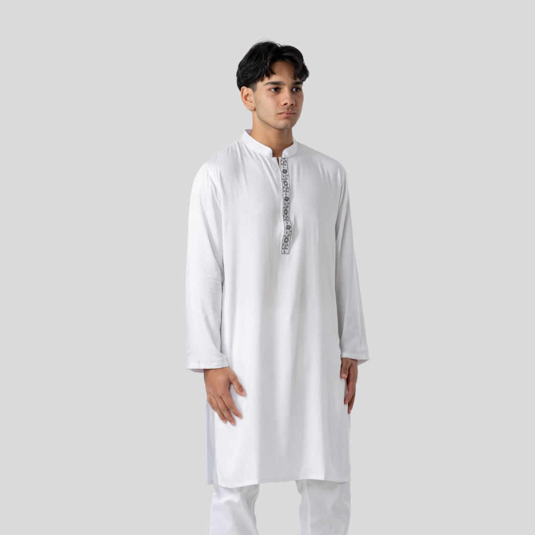Tencel EMB Panjabi White