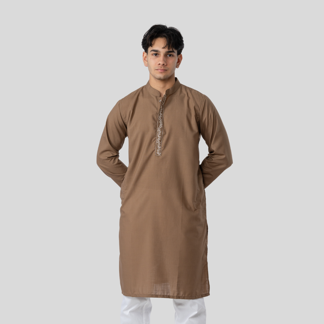 Tencel EMB Panjabi Khaki