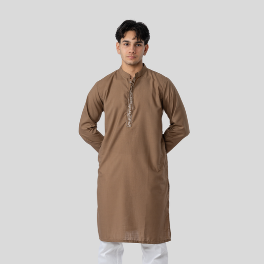 Tencel EMB Panjabi Khaki