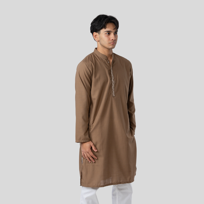 Tencel EMB Panjabi Khaki