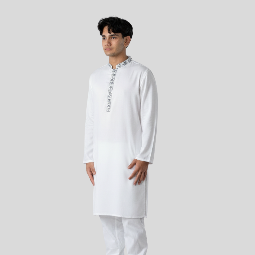 Tencel EMB Panjabi White