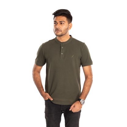 Men's Henley Polo (Olive)