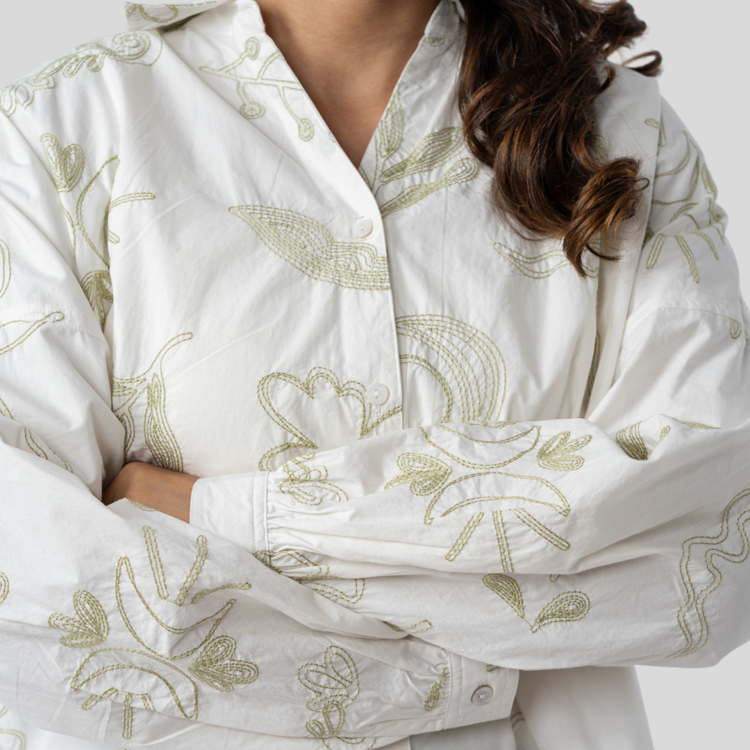 Western Shirt White & Green