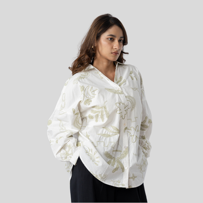 Western Shirt White & Green