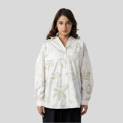 Western Shirt White & Green