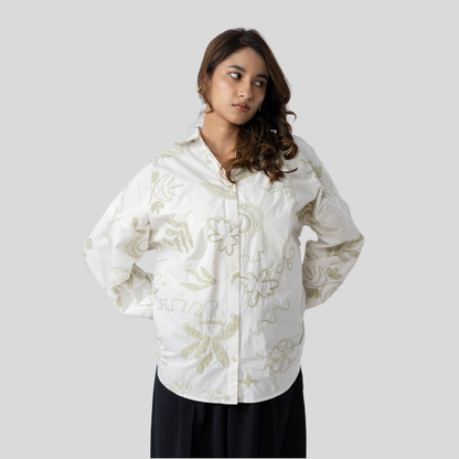 Western Shirt White & Green