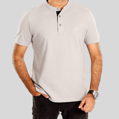 Men's Henley Polo (Gray)