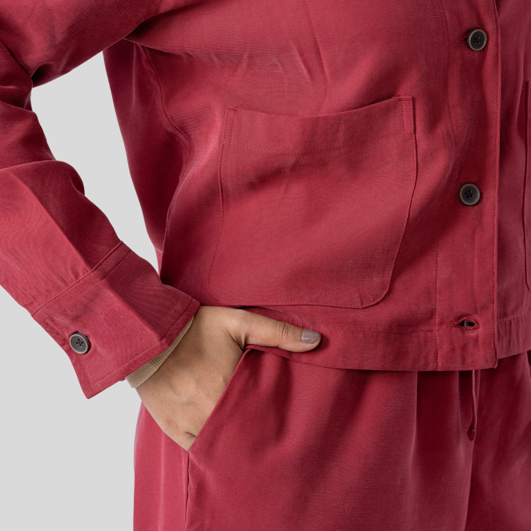 Women's Tencel Top Bottom (Maroon)