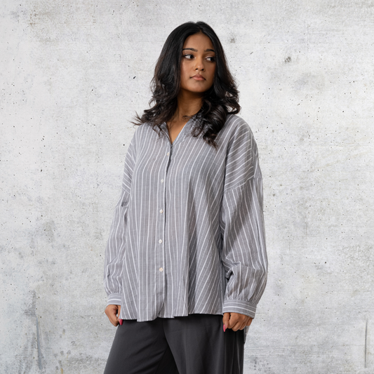 Women's Oversize Shirt Grey & White