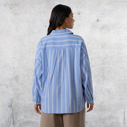 Women's Oversize Shirt Sky, White & Black