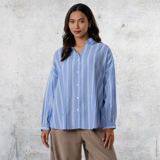 Women's Oversize Shirt Sky, White & Black