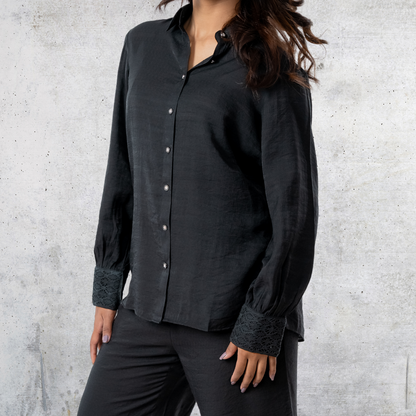 Women's Silk Crepe Co-Ord Black