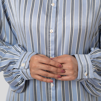 Women's Stripe Long Shirt Blue