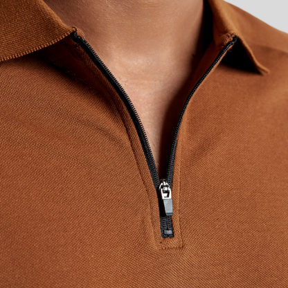 Men's Zip Polo Brown