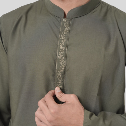 Tencel EMB Panjabi Olive